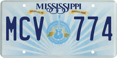 MS license plate MCV774