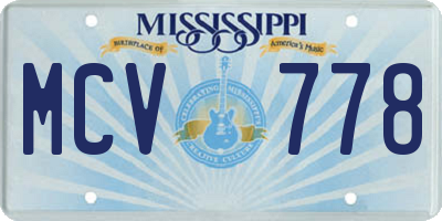MS license plate MCV778