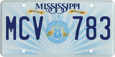 MS license plate MCV783