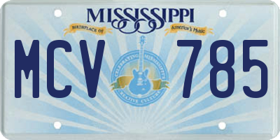 MS license plate MCV785