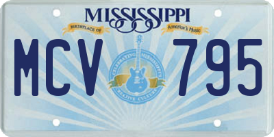 MS license plate MCV795