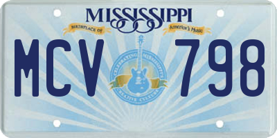 MS license plate MCV798