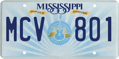 MS license plate MCV801