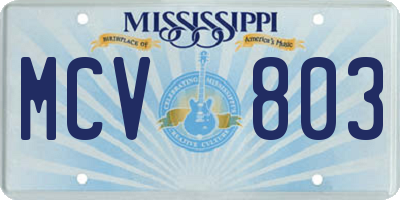 MS license plate MCV803