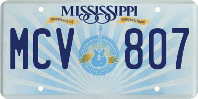 MS license plate MCV807