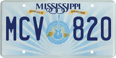 MS license plate MCV820