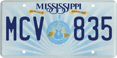 MS license plate MCV835