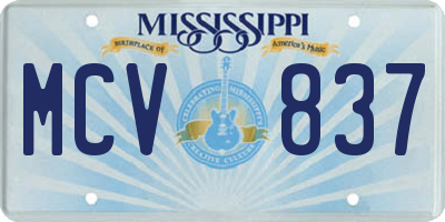MS license plate MCV837