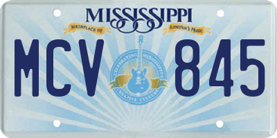 MS license plate MCV845