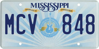 MS license plate MCV848