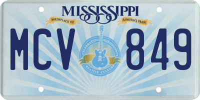 MS license plate MCV849