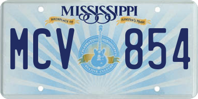 MS license plate MCV854