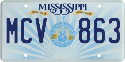 MS license plate MCV863