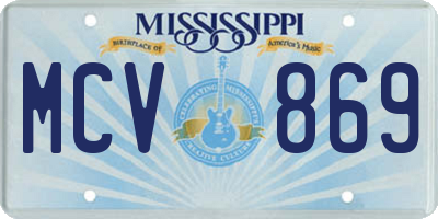 MS license plate MCV869