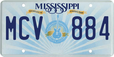 MS license plate MCV884