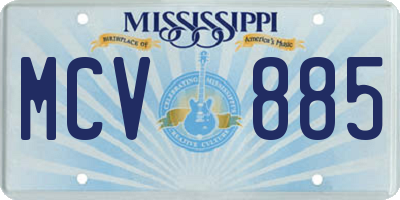 MS license plate MCV885