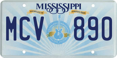 MS license plate MCV890