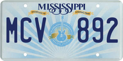 MS license plate MCV892