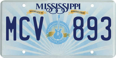 MS license plate MCV893