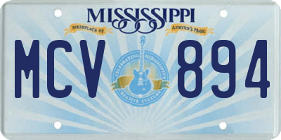 MS license plate MCV894