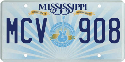 MS license plate MCV908