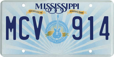 MS license plate MCV914