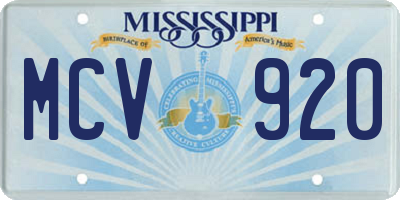 MS license plate MCV920
