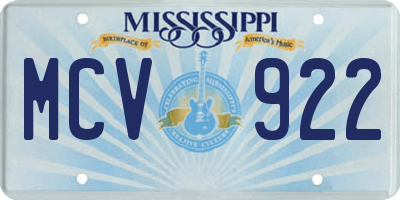 MS license plate MCV922