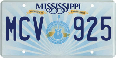 MS license plate MCV925