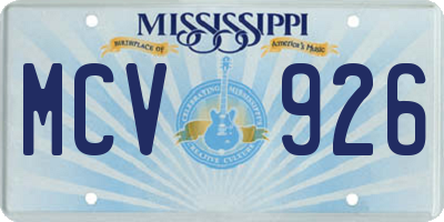 MS license plate MCV926