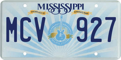 MS license plate MCV927