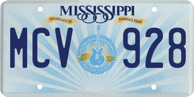 MS license plate MCV928