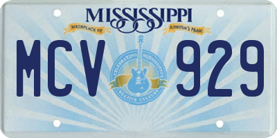 MS license plate MCV929