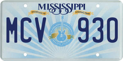 MS license plate MCV930