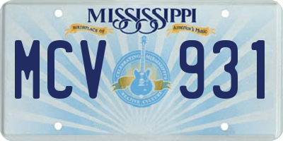 MS license plate MCV931