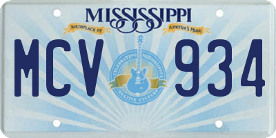MS license plate MCV934