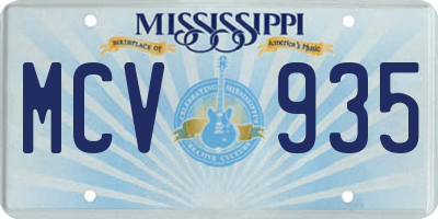 MS license plate MCV935