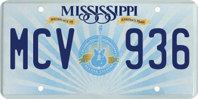 MS license plate MCV936