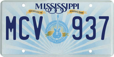 MS license plate MCV937