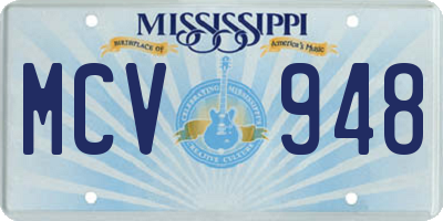 MS license plate MCV948