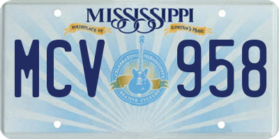 MS license plate MCV958