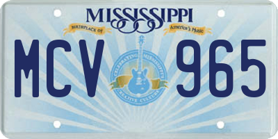 MS license plate MCV965