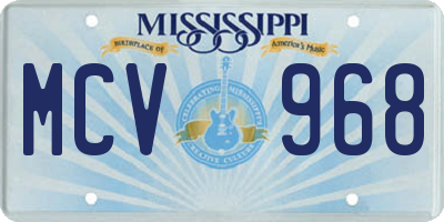 MS license plate MCV968