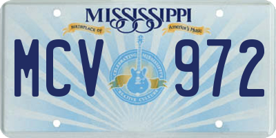 MS license plate MCV972