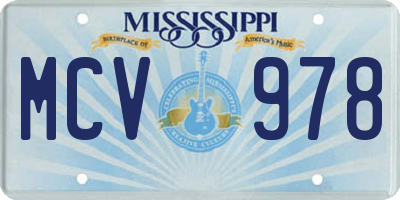MS license plate MCV978