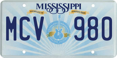 MS license plate MCV980