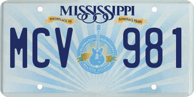 MS license plate MCV981