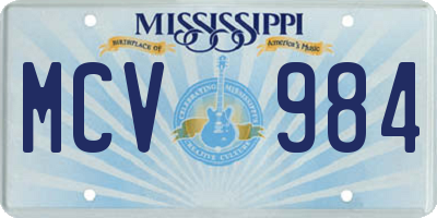 MS license plate MCV984