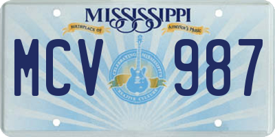 MS license plate MCV987