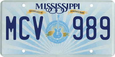 MS license plate MCV989